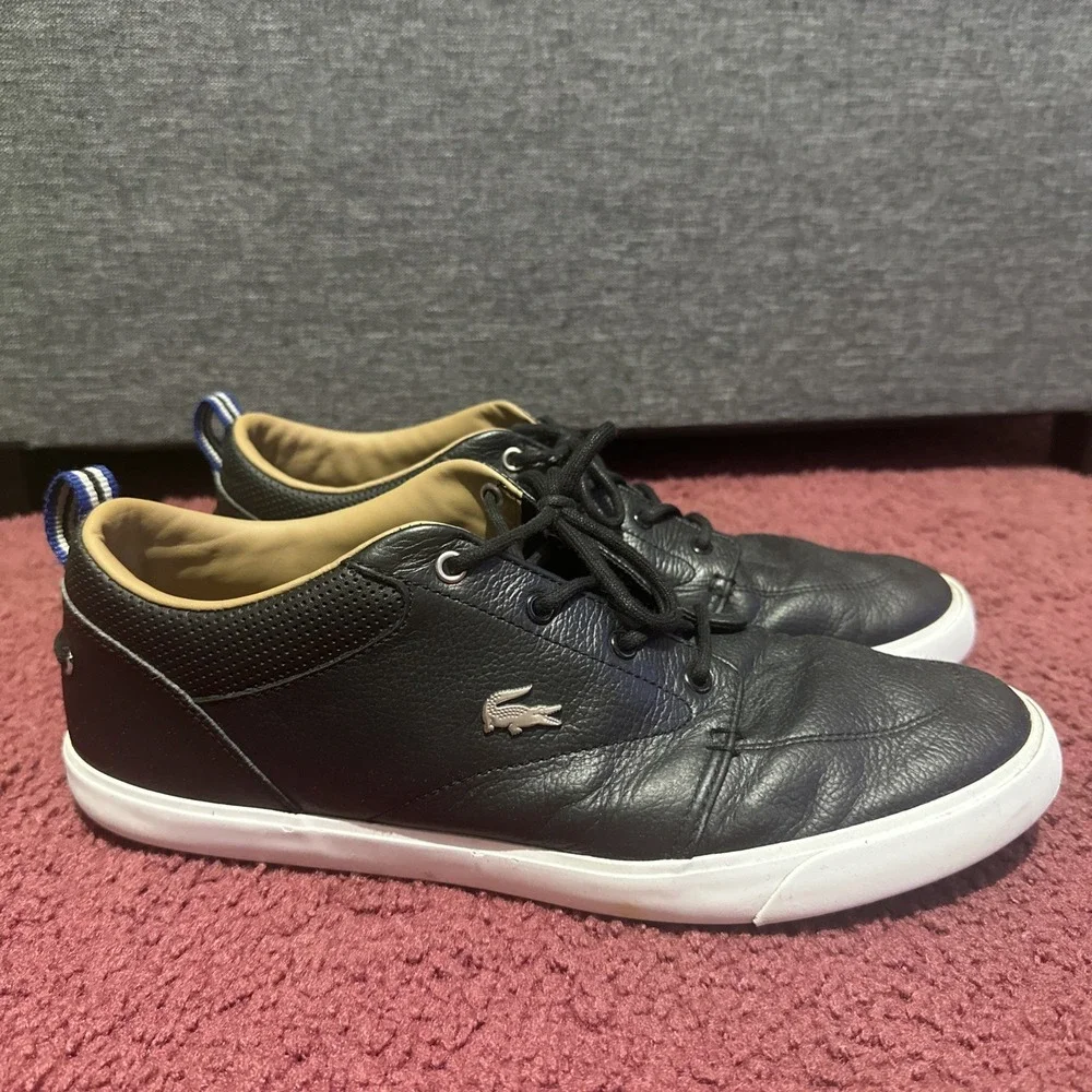 Lacoste Bayliss 119 1 U Men's Black Leather Lace-Up Sneakers US 11.5 EU 45